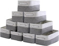 Storage Baskets 12x8x5 inch 10 Pack Fabric Baskets Foldable Storage Bins Decorative Baskets cloth storage baskets Storage Foldable Storage Bin with Rope