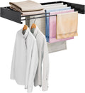 APEXCHASER Wall Mounted Clothes Drying Rack, Laundry Drying Rack Foldable, Towel Racks for Bathroom Balcony Laundry Room Wall Mounted, Collapsible Drying Rack for Clothing, 31.5", Black
