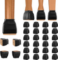 BALEINE 24 Pack Silicone Chair Leg Floor Protectors, Stool Leg Protectors Cap, Non-Slip Chair Leg Caps for Hardwood Floors (Black & Small (Square), 24 Pack)