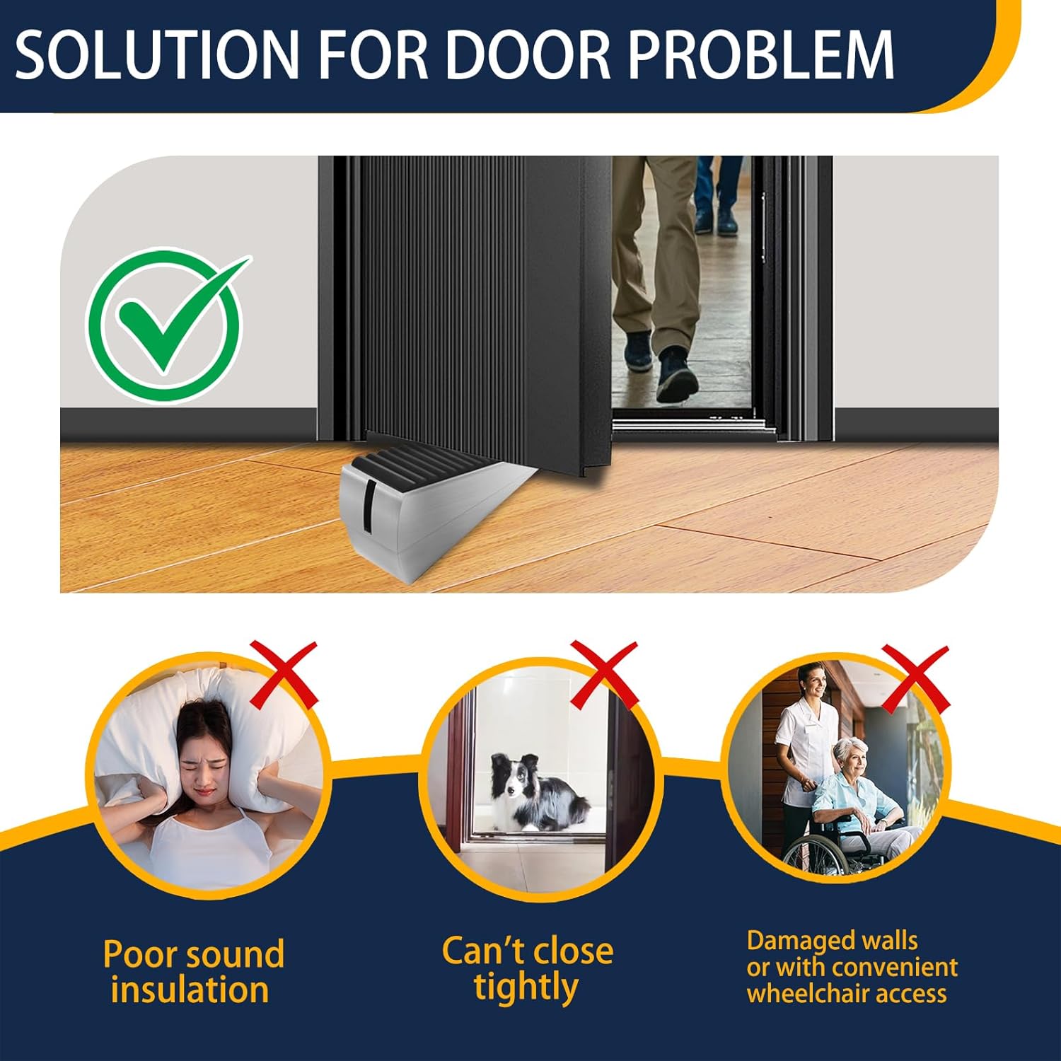 Heavy Duty Door Stopper Adjustable Spring Large Stoppers Wedge, Tall up to 3 Inches Doorstop Stainless steels Made Suits Any Heavy Doors