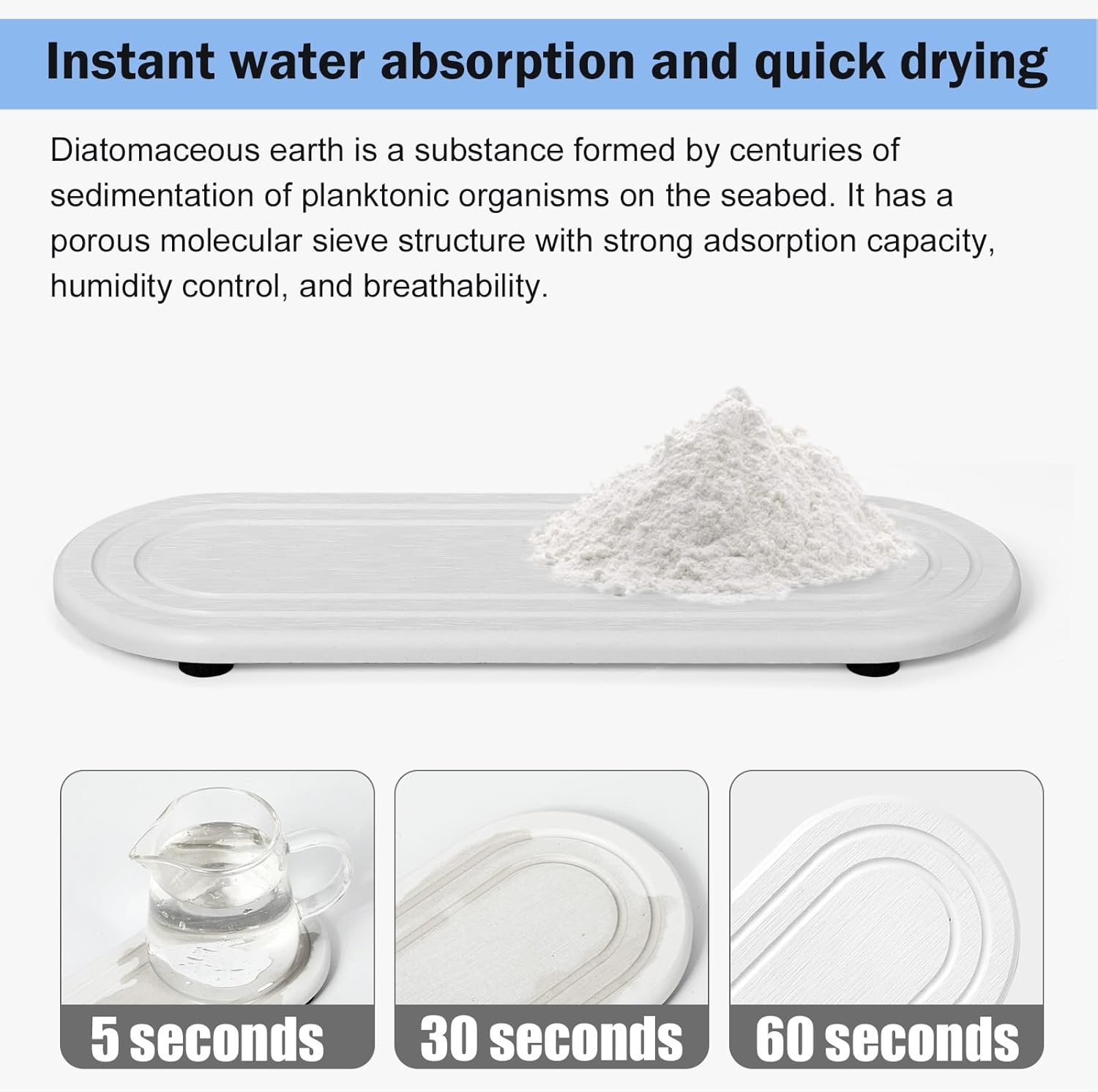 2PCS Water Absorbing Stone Tray, Fast Drying Diatomite Stone Sink Tray, Water Absorbent Diatomite Coasters, Stones Soap Trays for Kitchen Sink, Bathroom Counter Hand Soap Dish & Holders