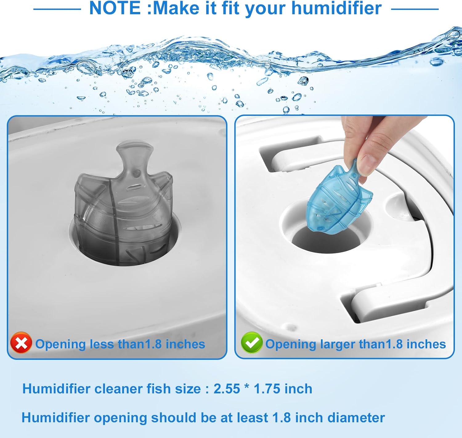 10PC Humidifier Cleaner Fish Universal Humidifier Tank Cleaner Works in All humidifiers and Fish Tanks Purifies Water, Prevent Hard Water Build-Up,Demineralization Cleaner(Blue Yellow Purple)