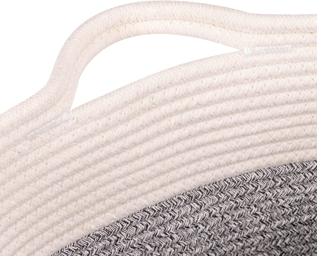 Medium and Large Woven Basket//With Handle, Used for Toys and Fabric Storage Basket used for Storing xl Storage Box, Decorative Storage Box Room 2pack (14L12H Silver Gray, 14L*10W*12H)