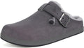 Fur Lined Clogs for Women Men Suede Winter Slippers Arch Support Slip on Mules Potato Shoes with Removable Cushion Footbed Warm Home House Shoes