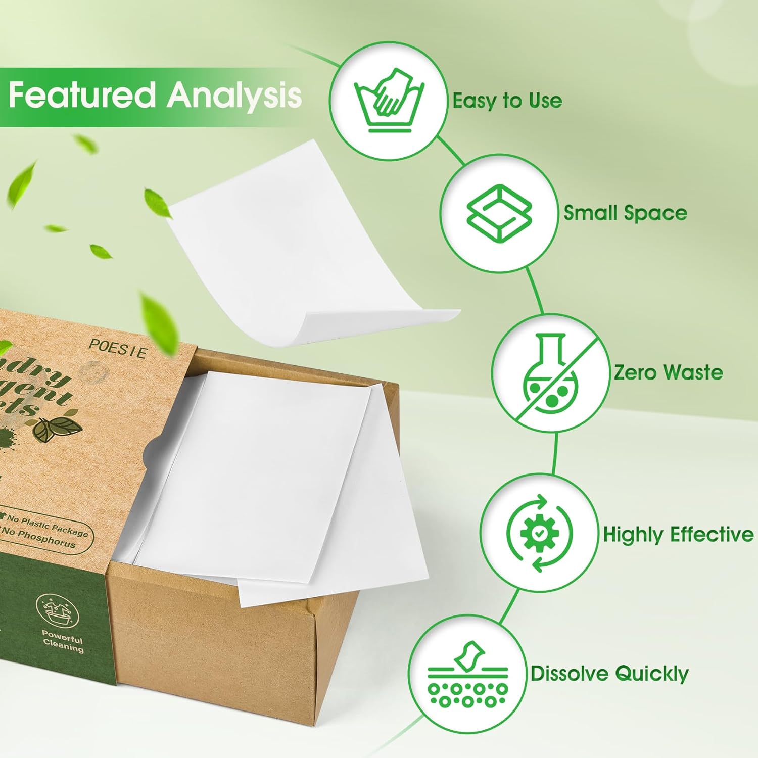 Poesie Laundry Detergent Sheets Fresh Scent 320 Sheet Liquidless Soap Sheets Detergent for Travel Camping Dormitory Hotel