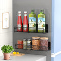2 Pack Magnetic Spice Rack for Refrigerator, Black Magnetic Shelf with 4 Removable Hooks, Rustproof Magnetic Shelf for Fridge, Oven, Condiments, Oils, Seasoning Spice Organizer