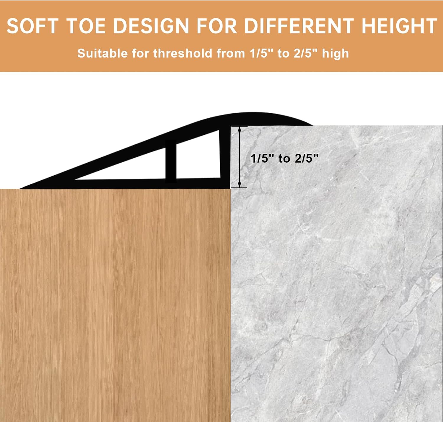 Vinyl Door Threshold Flooring Transition Strip Self Adhesive Carpet Edging Strip for Laminate Doorway Edge Threshold from 1/5" to 2/5" (Grayish Brown Wood Grain, 10 Ft)