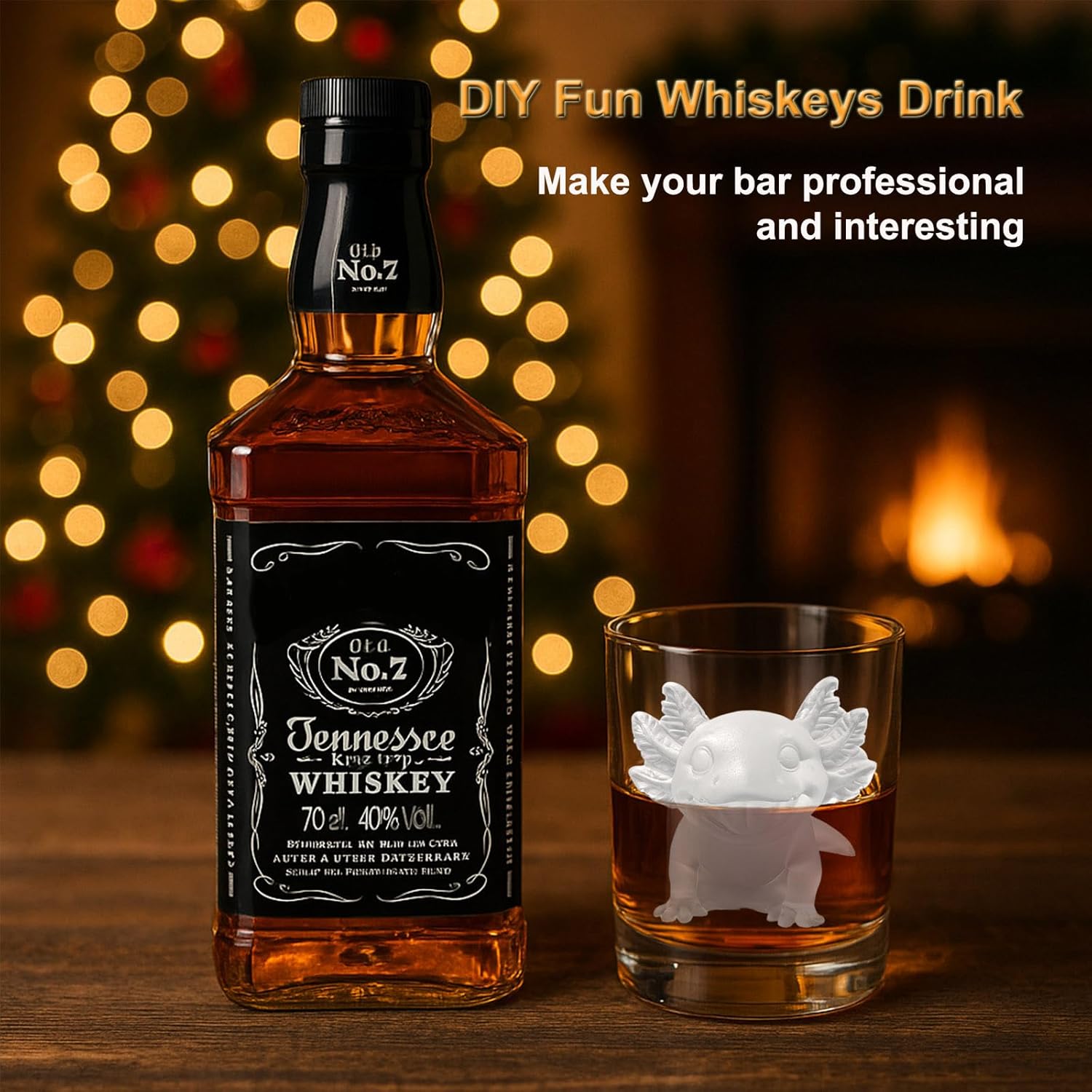 3D Axolotl Ice Cube Silicone Molds Tray for Whiskey, Cocktail, Drink Decor, Bar; Rich Details. Cute Axolotls Gifts for Women Kids Boys Girls, Fun Animal Shape Candle Epoxy Resign Mold; 2 Pack