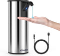 Automatic Soap Dispenser,Stainless Steel Material, Rechargeable Touchless Hand Sanitizer Pump,4 Adjustable Levels Smart Electric Dispenser