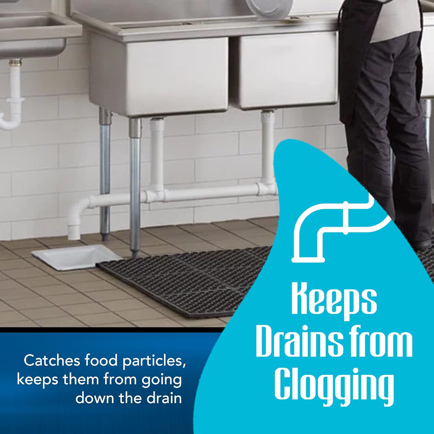 6.5-inch Floor Drain Cover Alternative, Square Sink Drain Basket for Restaurants, Home and More, Commercial Sink Strainer with 0.19-inch Holes, Versatile Plastic Drain Screen Basket
