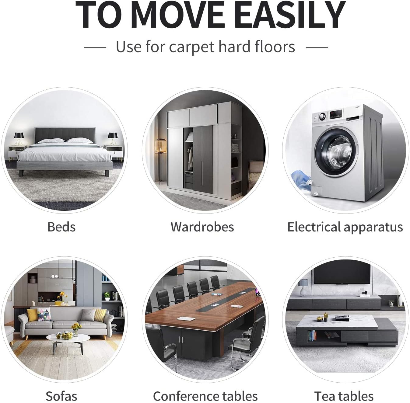Ezprotekt 8 Pack Large Furniture Movers Sliders for Carpet, 9 1/2" x 5 3/4" Reusable Oval Furniture Moving Pads for Heavy Duty Bed Sofa Fridge Couch Cabinet, Move Items Quickly and Easily (Beige)