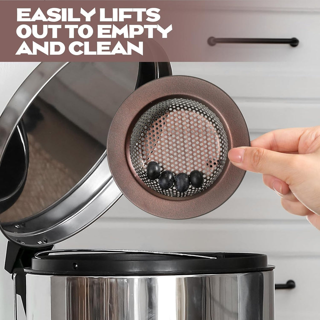 Retisee 2 Pcs Sink Strainer Stainless Steel Kitchen Sink Drain Strainer Basket Cover Mesh Hair Food Catcher, Large Wide Rim of 4.4 Diameter(Oil Rubbed Bronze)