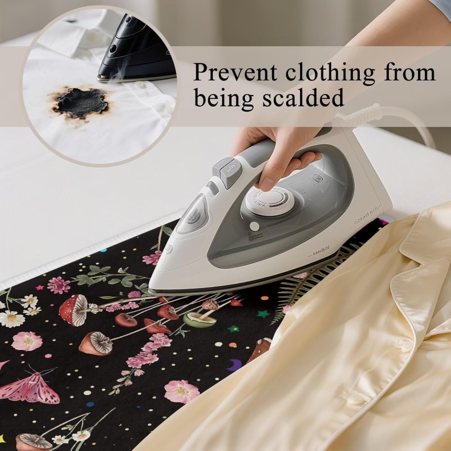 Mushroom Ironing Mat Portable Ironing Pad Blanket for Table Top Heat Resistance Travel Small 32 x 16 Inch Foldable Lightweight Iron Mats for Washer and Dryer