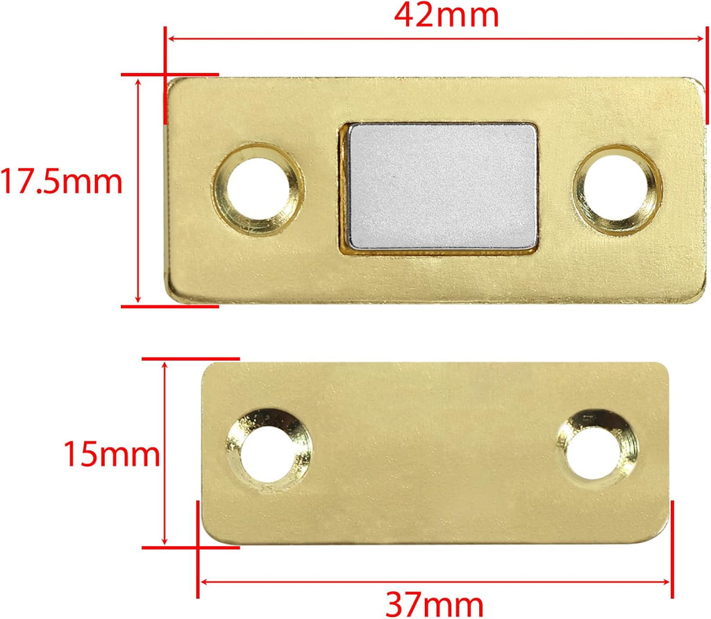 Cabinet Magnetic Catch, 10 Pack Gold Ultra Thin Magnetic Cabinet Door Catch, Adhesive Cabinet Magnets for Kitchen Drawer Cabinet Door Closet, Concealed Strong Magnetic Cabinet Latch