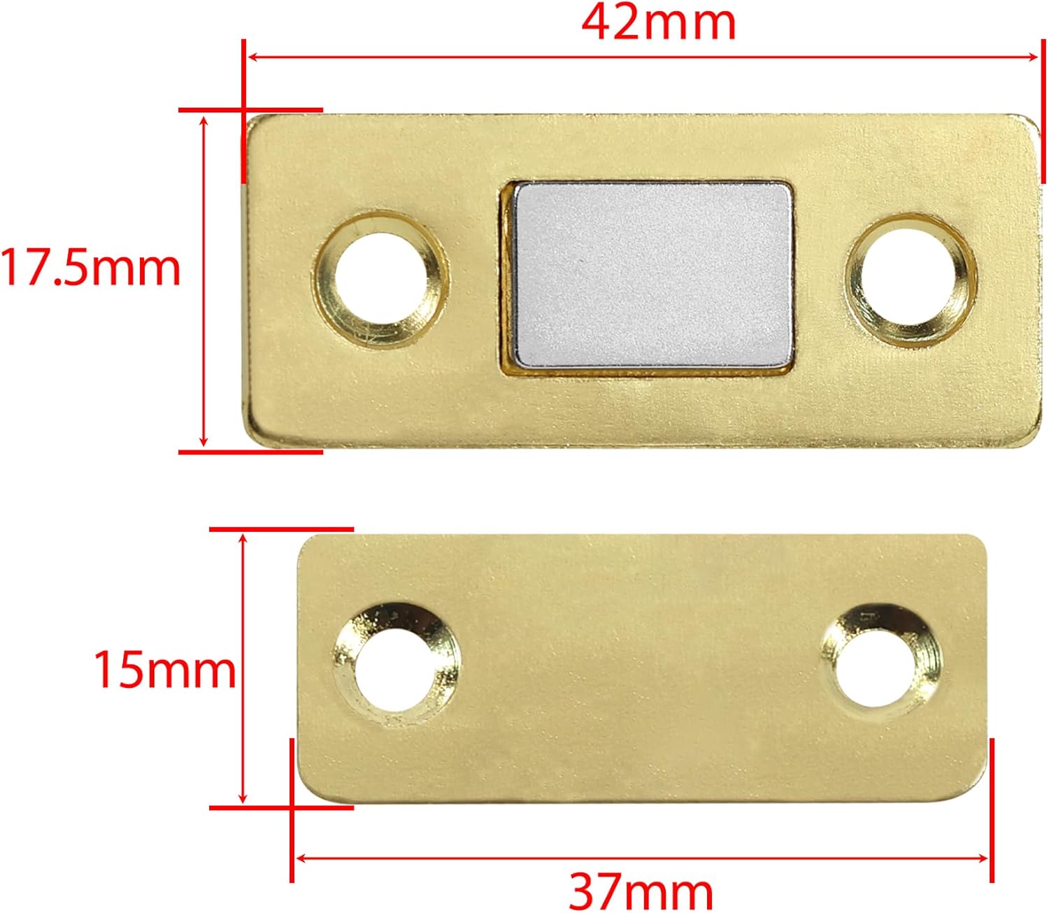 Cabinet Magnetic Catch, 6 Pack Gold Ultra Thin Magnetic Cabinet Door Catch, Adhesive Cabinet Magnets for Kitchen Drawer Cabinet Door Closet, Concealed Strong Magnetic Cabinet Latch