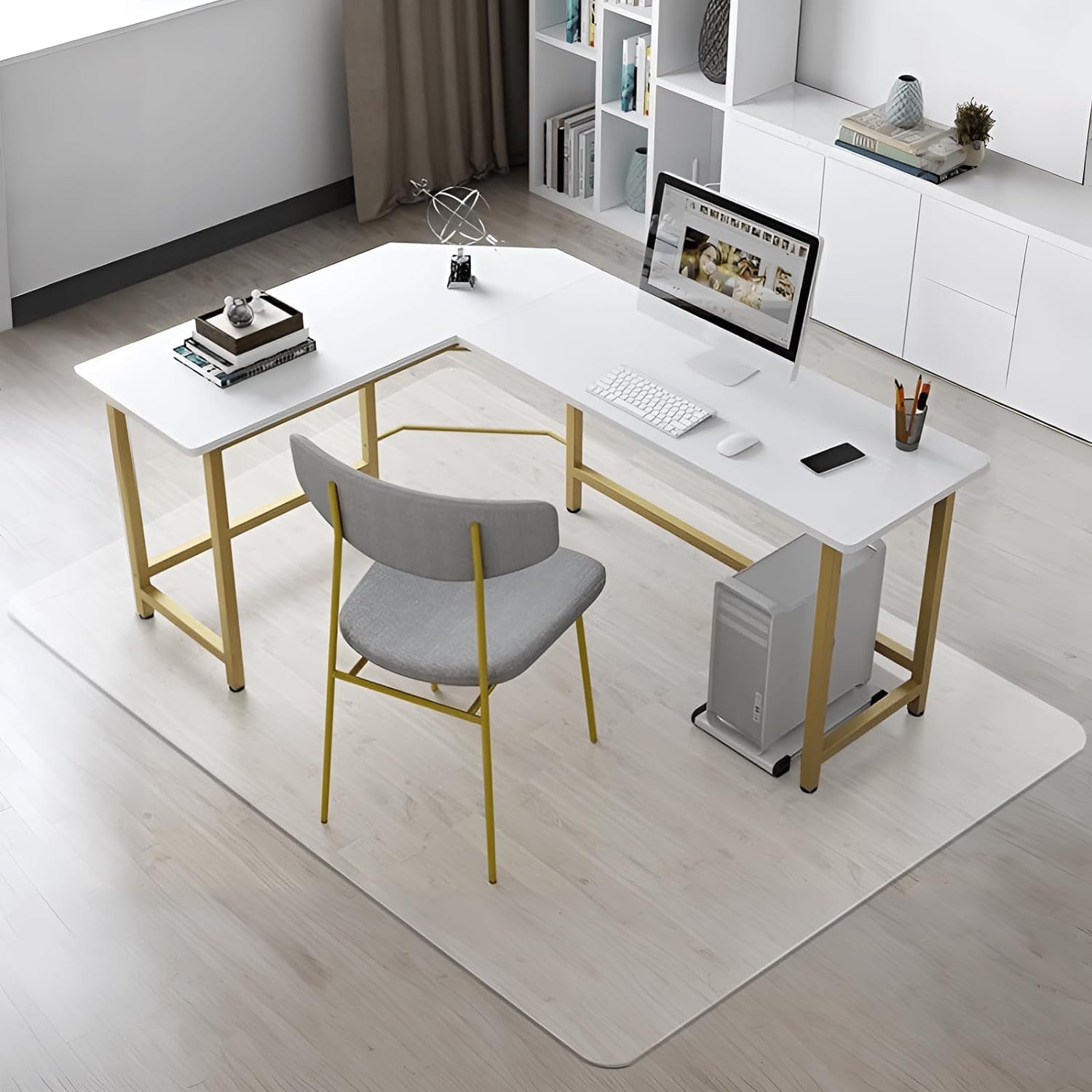 Kuyal Clear Chair mat for Hardwood Floor 51 x 63 inches Transparent Floor Mats Wood/Tile Protection Mat for Office & Home (51" X 63" Rectangle)