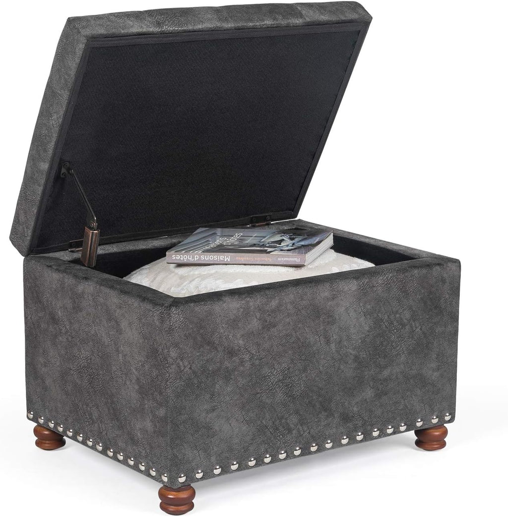 Joveco 24" Rectangular Ottoman with Storage for Living Room, Upholstered Storage Bench Foot Stool and Seat with Lift Off Lid, Coffee Table Footrest for Bedroom