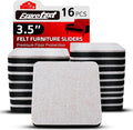 Ezprotekt 3.5" Felt Furniture Movers Sliders for Hardwood & Vinyl Floors, 16 Pcs Square Reusable Felt Furniture Moving Pads for Heavy Duty Sofa Bed Couch Cabinet, Move Items and Quickly (Beige)