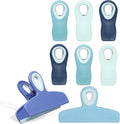 COOK WITH COLOR Bag Clips - Heavy Duty Chip Clip and Refrigerator Magnet Clips for Food Storage with Air Tight Seal Grip, Bright Blue, Pack of 8