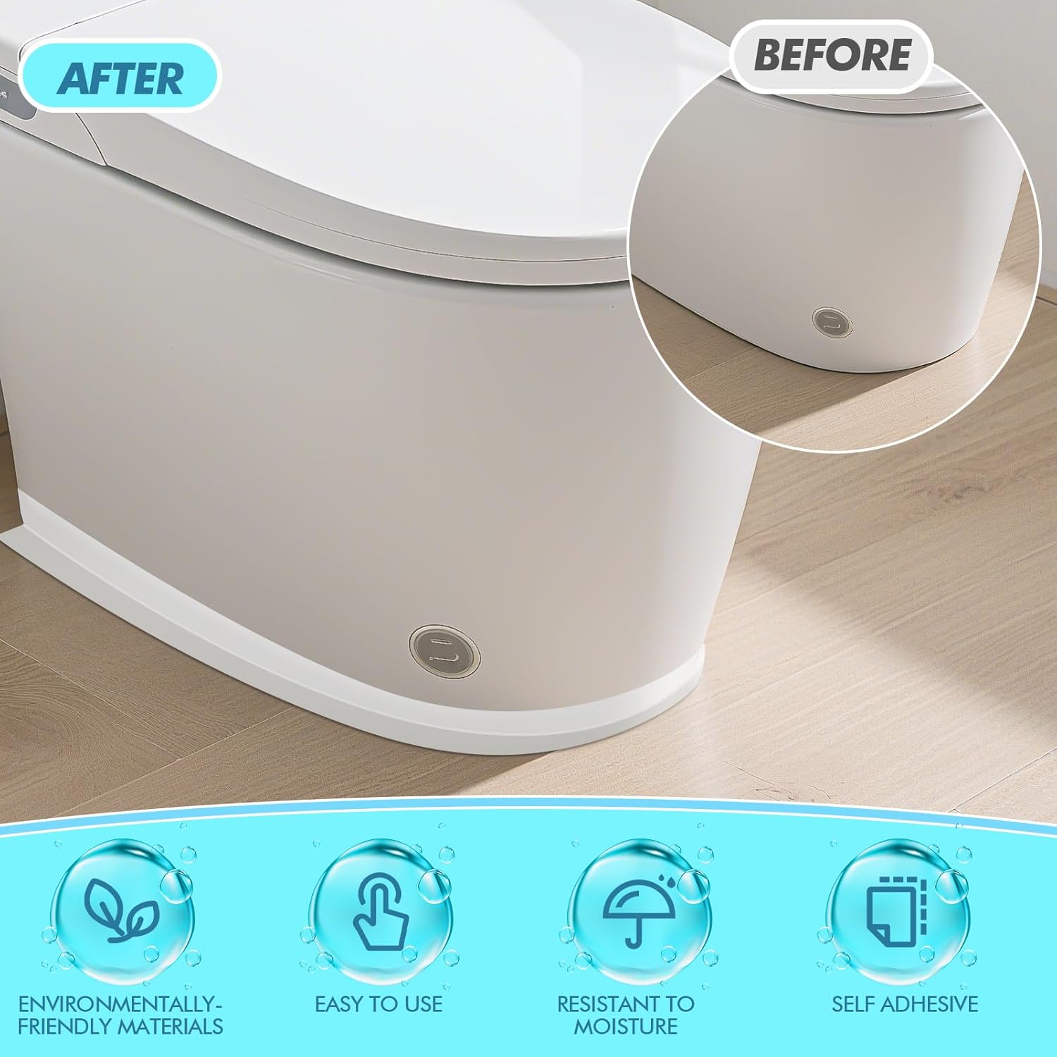 Maitys White Caulk Tape Waterproof Self Adhesive 12 Roll White Caulking Sealant Strips Bathroom Shower Tapes for Toilet Kitchen Countertop Corners Surfaces Sink Bathtub Floor Wall Edge (1.5" x 10.5ft)