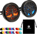 2 Pieces 316L Car Aromatherapy Oil Diffuser Air Freshener with 48 Felt Pad (Tree Patterns)
