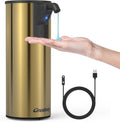 Automatic Soap Dispenser,Stainless Steel Material, Rechargeable Touchless Hand Sanitizer Pump,4 Adjustable Levels Smart Electric Dispenser,Suitable for Bathroom,Kitchen (Gold)