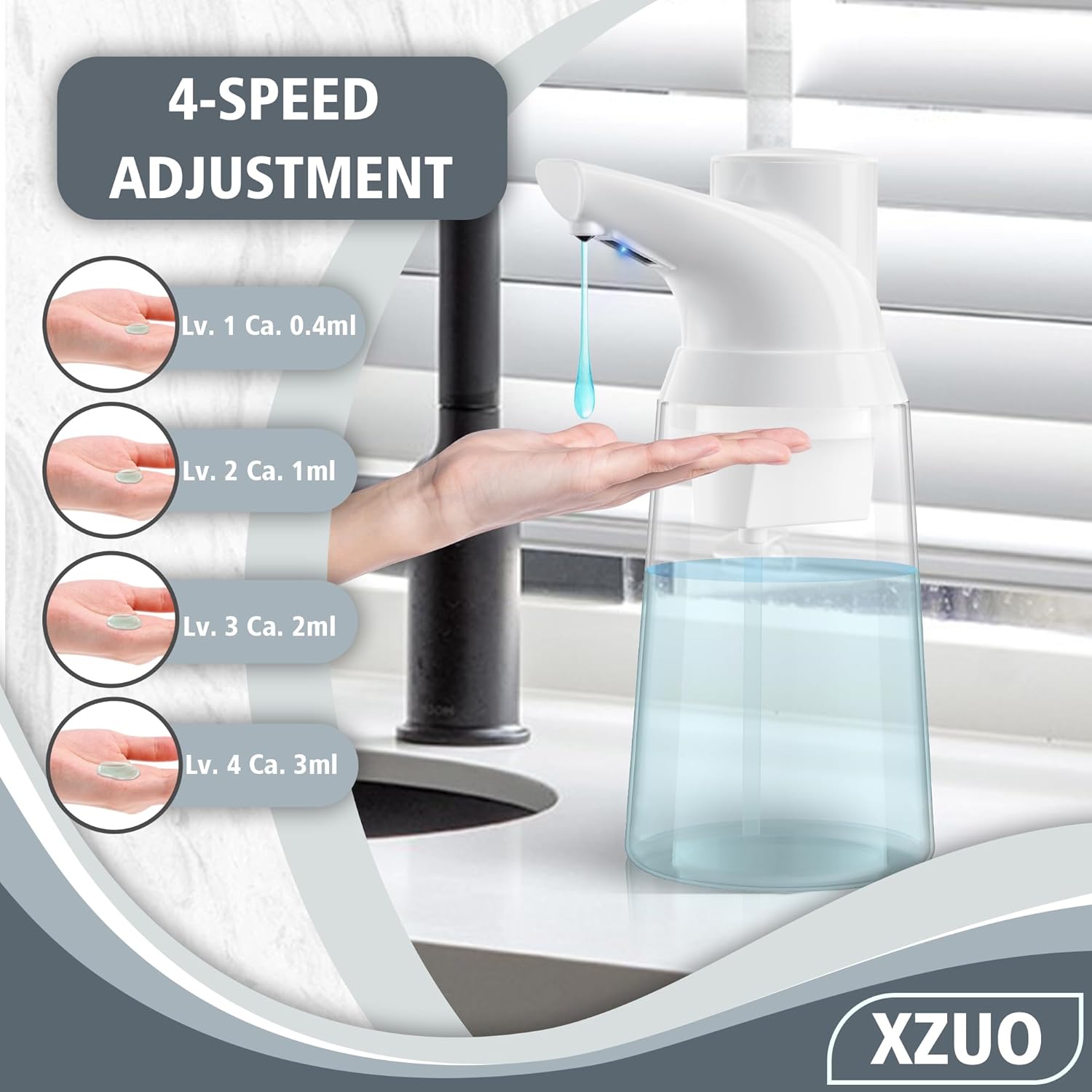 Automatic Soap Dispenser Touchless, 23.7 oz/ 700 ml, Low Battery Liquid Soap Bottle with Motion Sensor for Bathroom & Kitchen (White-Battery)