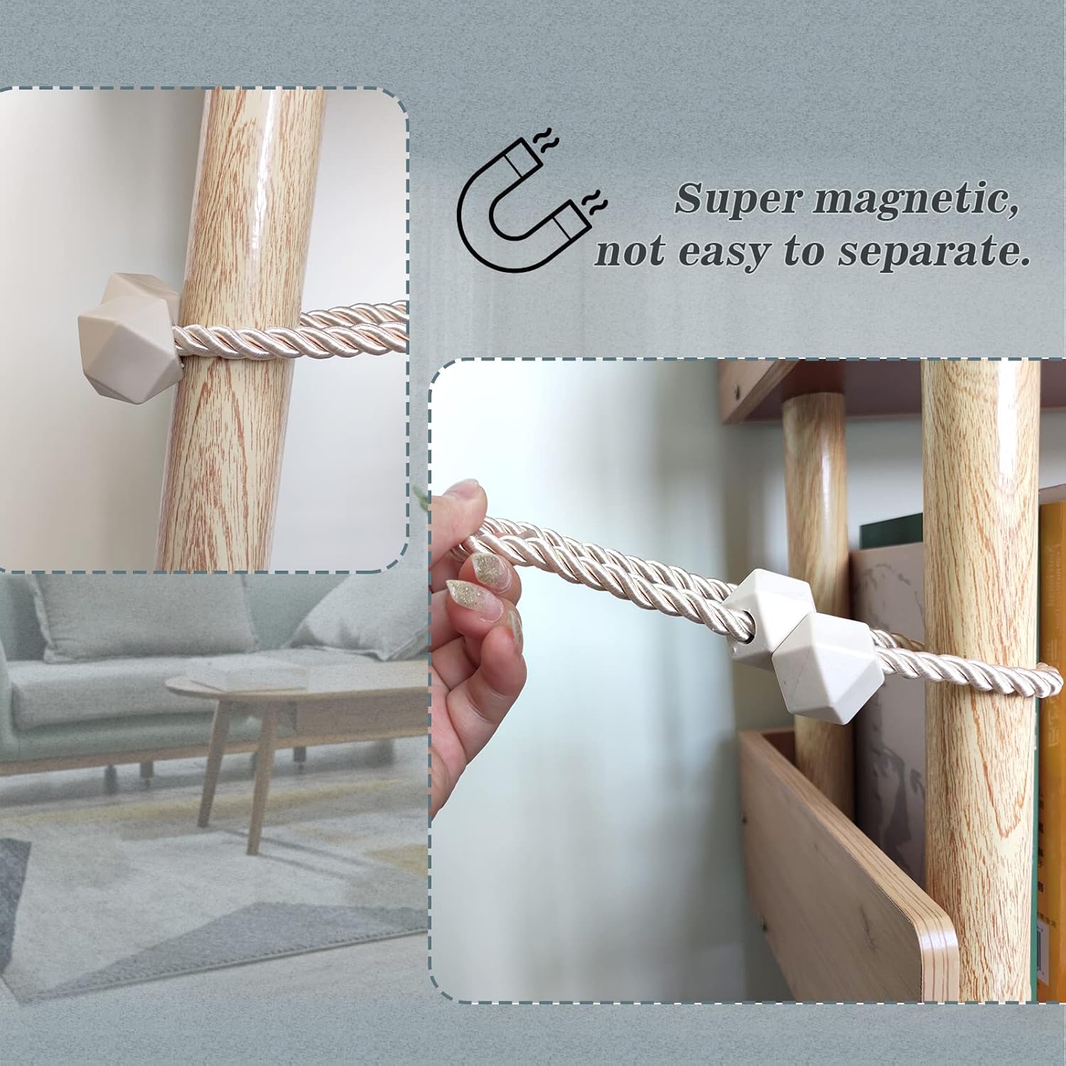 Hion Magnetic Curtain Tiebacks White 2pcs, Curtain Tiebacks Buckles Holdbacks Holders Hooks Clip for Home Bedroom Office Decorative Curtain