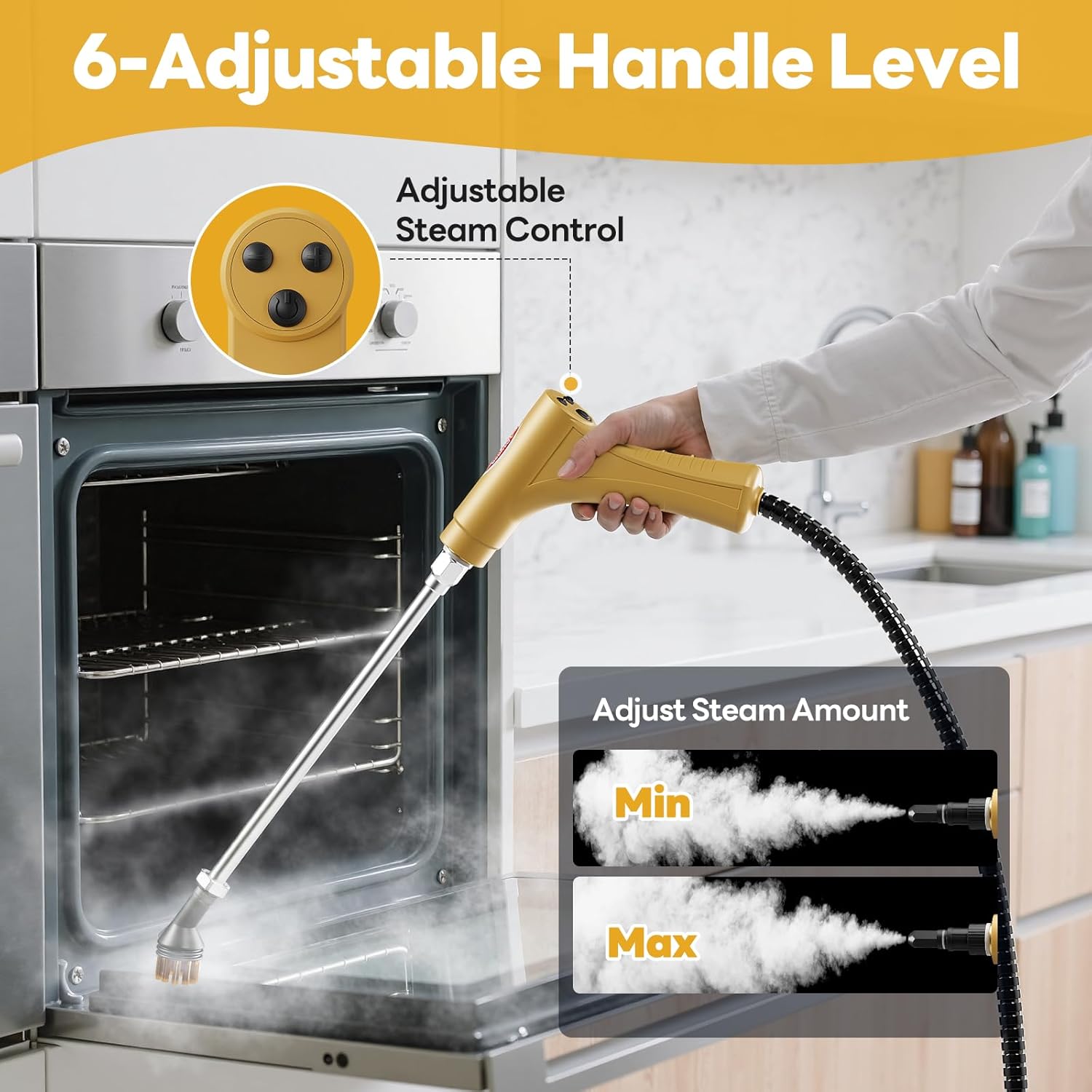 Handheld Steam Cleaner, 10s Fast Handheld Heating Steamer for Cleaning 15-in-1 High Pressure Steam Cleaner for Home & Kitchen, Grease, Grout, Tile,Floor,Couch and Car