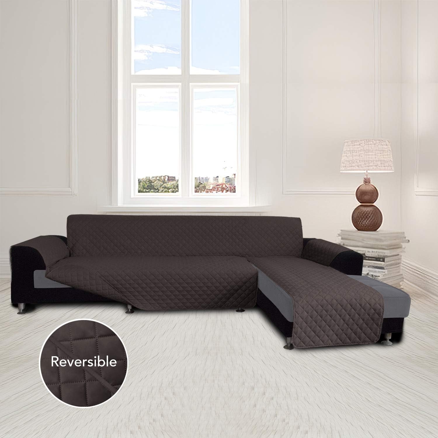 Easy-Going Sofa Slipcover L Shape Sofa Cover Sectional Couch Cover Furniture Protector Mat for Pets Dog Cat (Small,Chocolate/Chocolate)