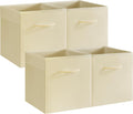 StorageWorks Beige Storage Cubes, 11 Inch Cube Storage Bins with Handle, Cube Storage Organizer Bins for Shelves and Closet, Collapsible Storage Bins, 4-Pack
