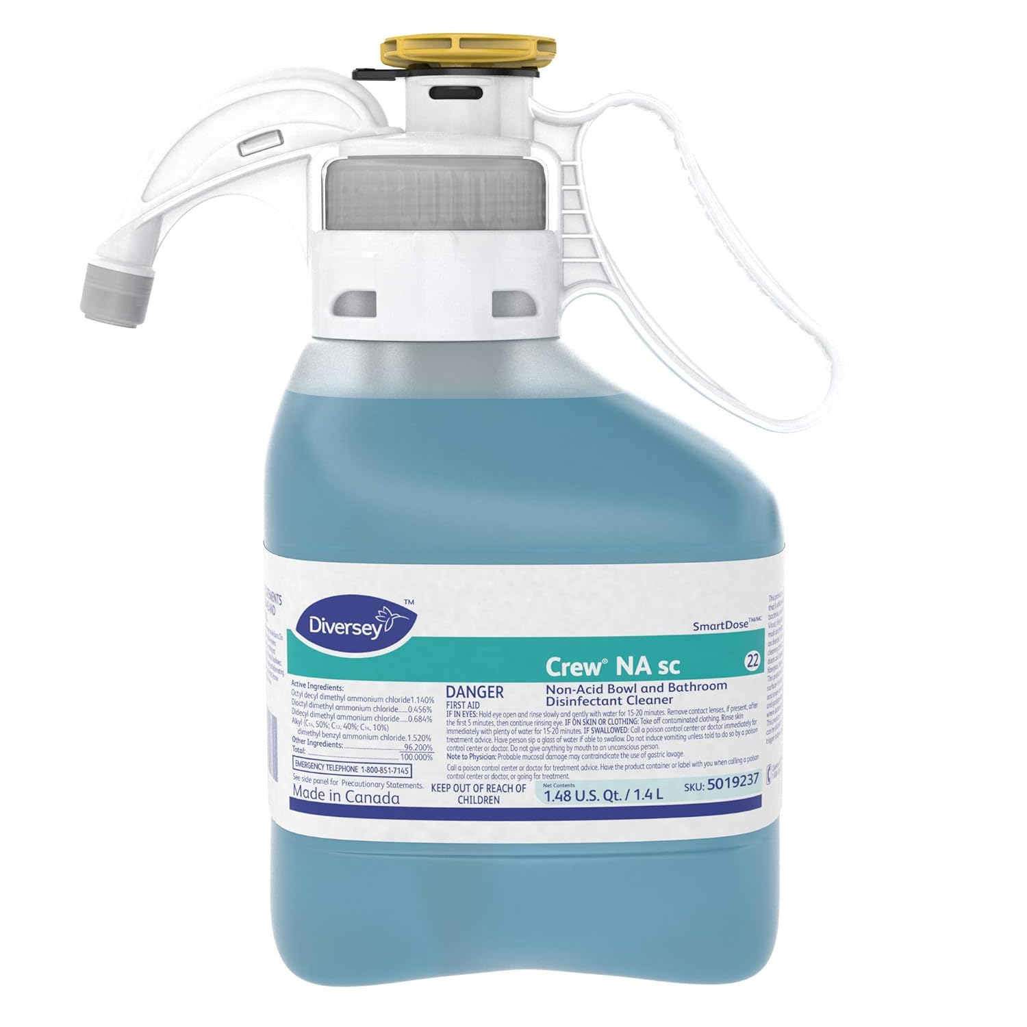 Diversey Crew Non-Acid Bowl And Bathroom Disinfectant Cleaner, Floral, 47.3 Oz, 2/carton