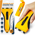 Razor Blade Scraper Tool With 15 Extra Blades - Razor Scraper Tool for Glass, Stove Top Scraper, Scraper Tool for Kitchen, Paint, Glass, Window, Cleaning
