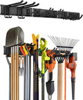 48-Inch Garage Storage Tool Organizer with 8 Hooks - Heavy Duty Metal Rack for Garage Organization, Garden Tool Organizer - Wall Mounted Tool Hanger for Shovels, Ladders, Lawn Tools