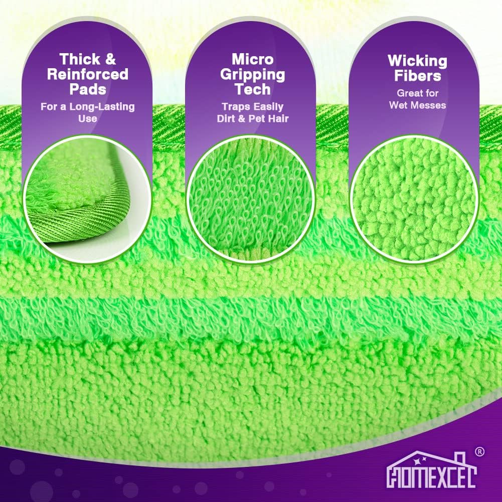 HOMEXCEL Microfiber Mop Pads Compatible with Swiffer Wet Jet,Reusable Machine Washable Swiffer WetJet Mop Pad Refills, Mop Head Replacements for Multi Surface Wet & Dry Cleaning, Pack of 2