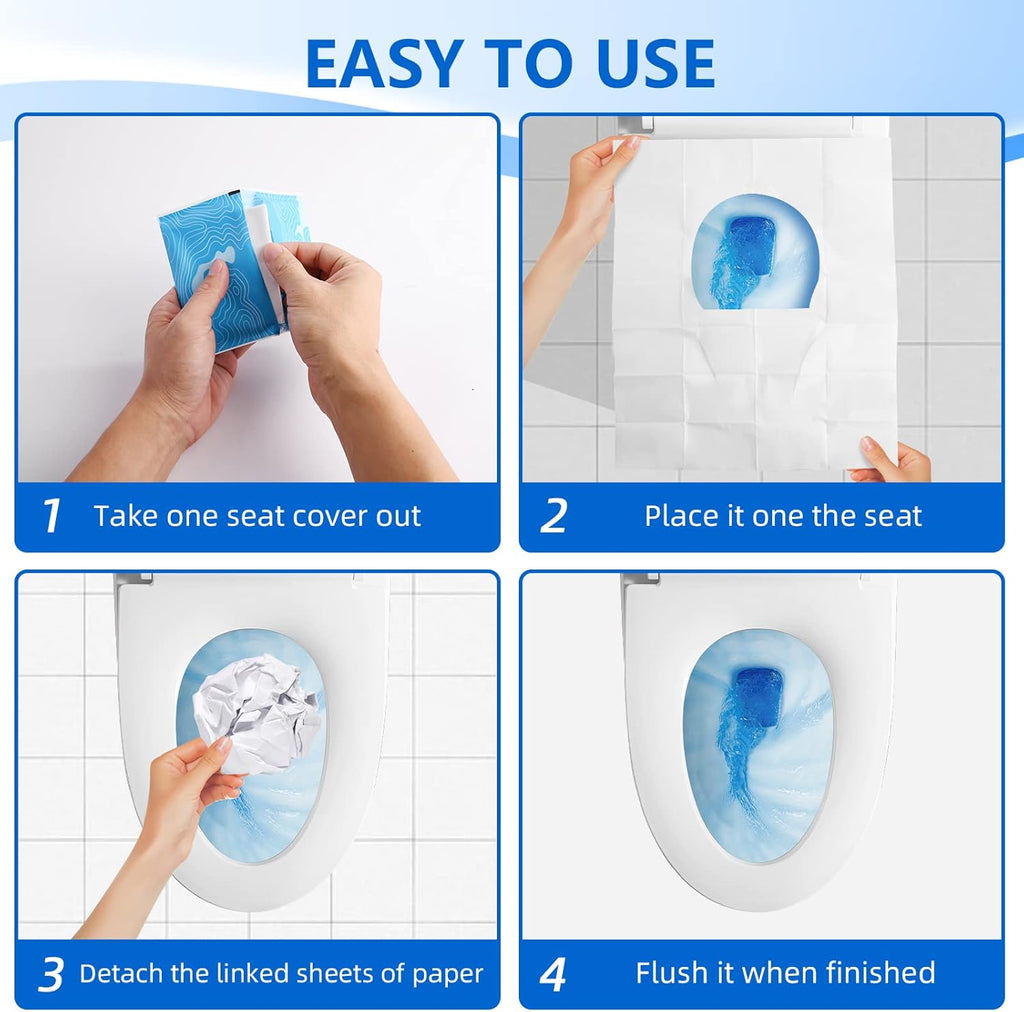 Toilet Seat Covers (60 pack), XL Flushable and Biodegradable Paper Cover Disposable for Adult and Kids’ Potty Training, Great for Airplane, Travel Seats, Public Restroom and Camping