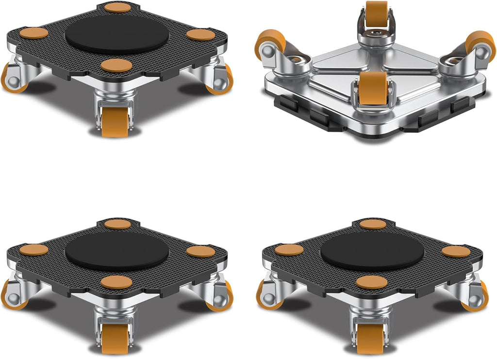 ONEON Furniture Mover Pro - 4Pack Enhanced Dollies with Custom TPE Wheels - Effortless Heavy Furniture Transport (Black: 4 Dollies Only)