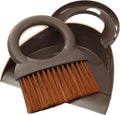 Round Handle Brush and Dustpan Set Small Broom & Dustpan Portable Handheld Sweeper for Desktop Sofa Floor Pet Nest (Coffee)