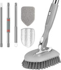 SetSail Floor Scrub Brush, 3-In-1 Tile Tub Floor Scrubber with 52-inch Adjustable Long Handle Shower Cleaner Brush and 3 Detachable Replacement Brush Heads for Cleaning Bathroom Kitchen Tub Tile, Grey