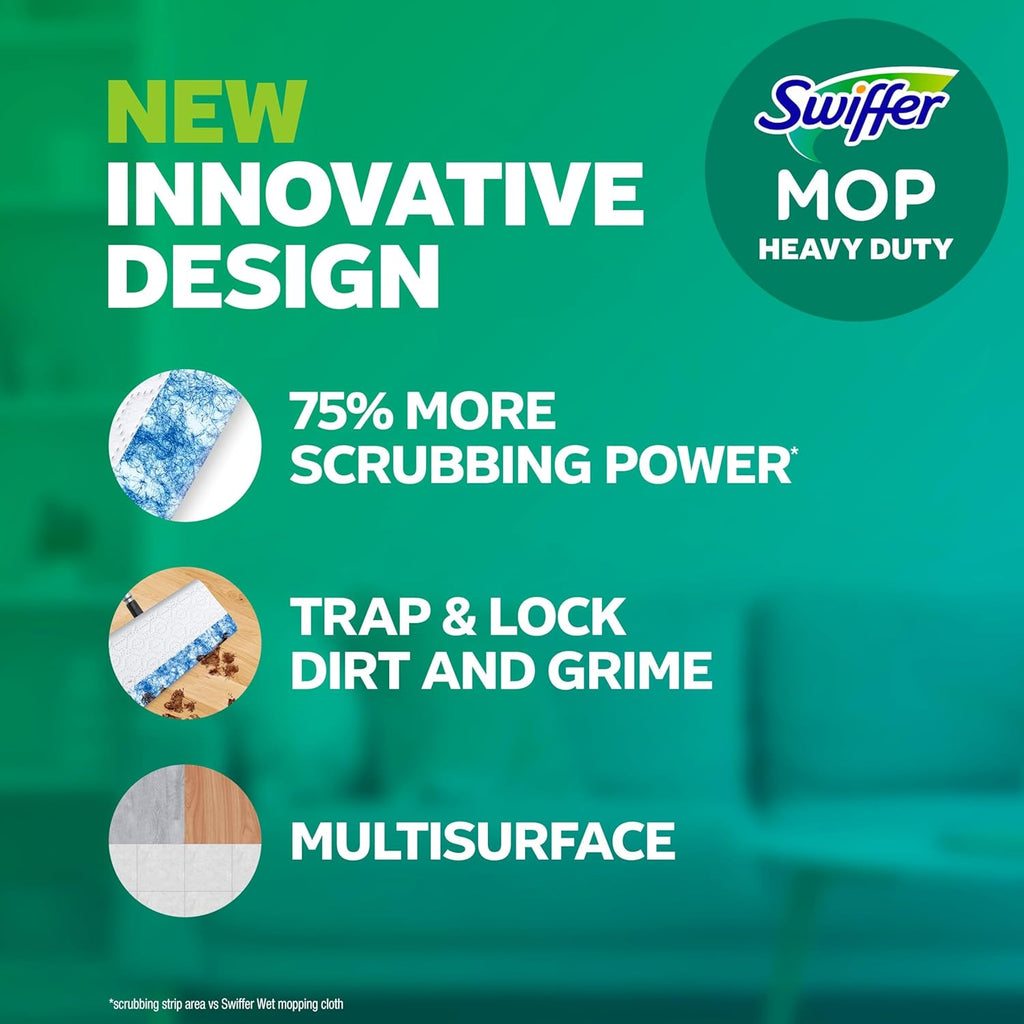 Swiffer Sweeper Pet Heavy Duty Multi-Surface Wet Cloth Refills for Floor Mopping and Cleaning, Fresh scent, 16 count, Pack of 2
