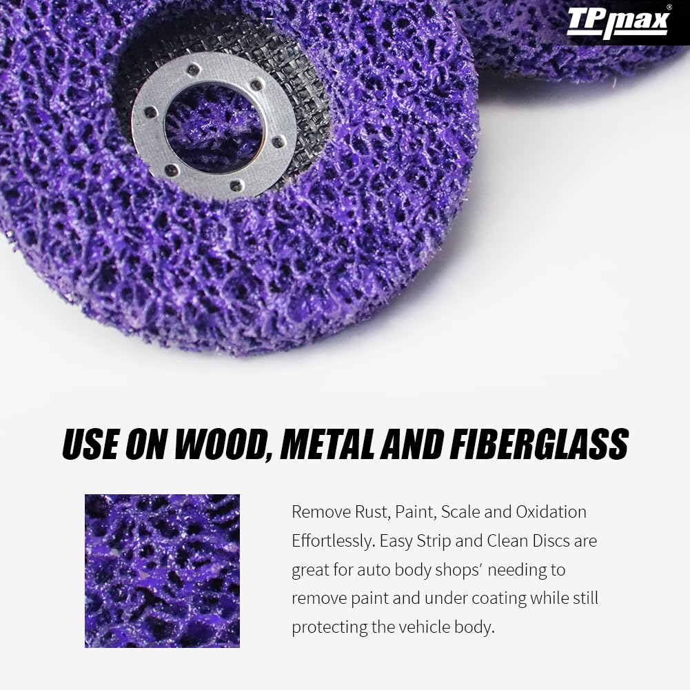 4 inch Stripping Discs Rust Remover Discs Remove Paint and Oxidation 5/8 inch Arbor Clean Discs Poly Strip Disc Angle Grinding Wheel - 10 Pack(Purple)