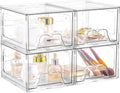 Plastic Drawers Storage, 4 Pack Clear Stackable Storage Drawers, Acrylic Storage Bins with Drawers for Fridge Organizers, Small PlasticDrawers Stackable for Makeup Organizers Cosmetic Display
