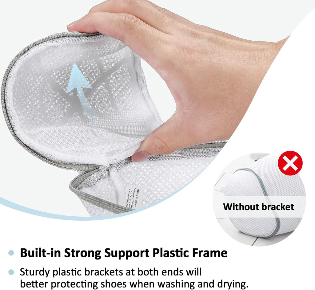 GOGOODA Shoe Washing Bags Mesh Laundry Wash Bag for Washing Machine, Sneaker Cleaning Bag-7"×15", 2 Pack