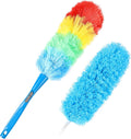 Rainbow Static Duster 24inch Reusable Microfiber Electrostatic Dusters with 2 Beandable and Washable Duster Head for Cleaning Home, Office, Car