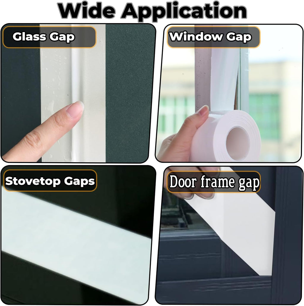 Window Insulation for Winter Weather Sealing Tape 2 Inch x 50 Yards Weather Stripping Residue Free Draft Isolation Sealing Film Tape for Shower Glass Gaps and Doors Windows