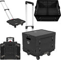 Wellmax WM99800BK Rolling Crate Cart with Wheels, Foldable Utility Cart for Teachers, Shopping, Office | Silent Wheels, Aluminum Handle, 132 lbs Capacity – Black