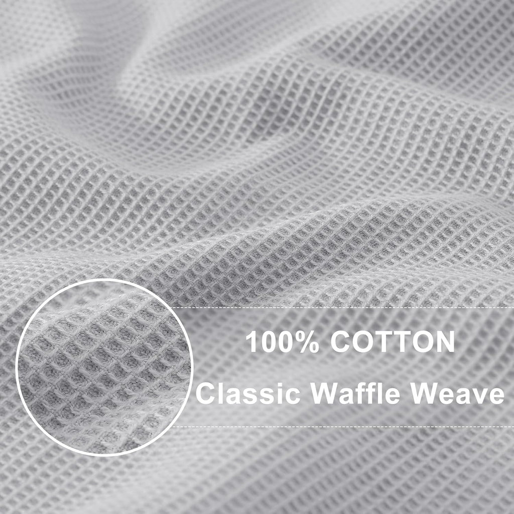 Homaxy 100% Cotton Waffle Weave Kitchen Towels - 4 Pack Soft and Absorbent Dish Towels - 16 x 26 Inches Quick Dry Hand Towels - Light Grey