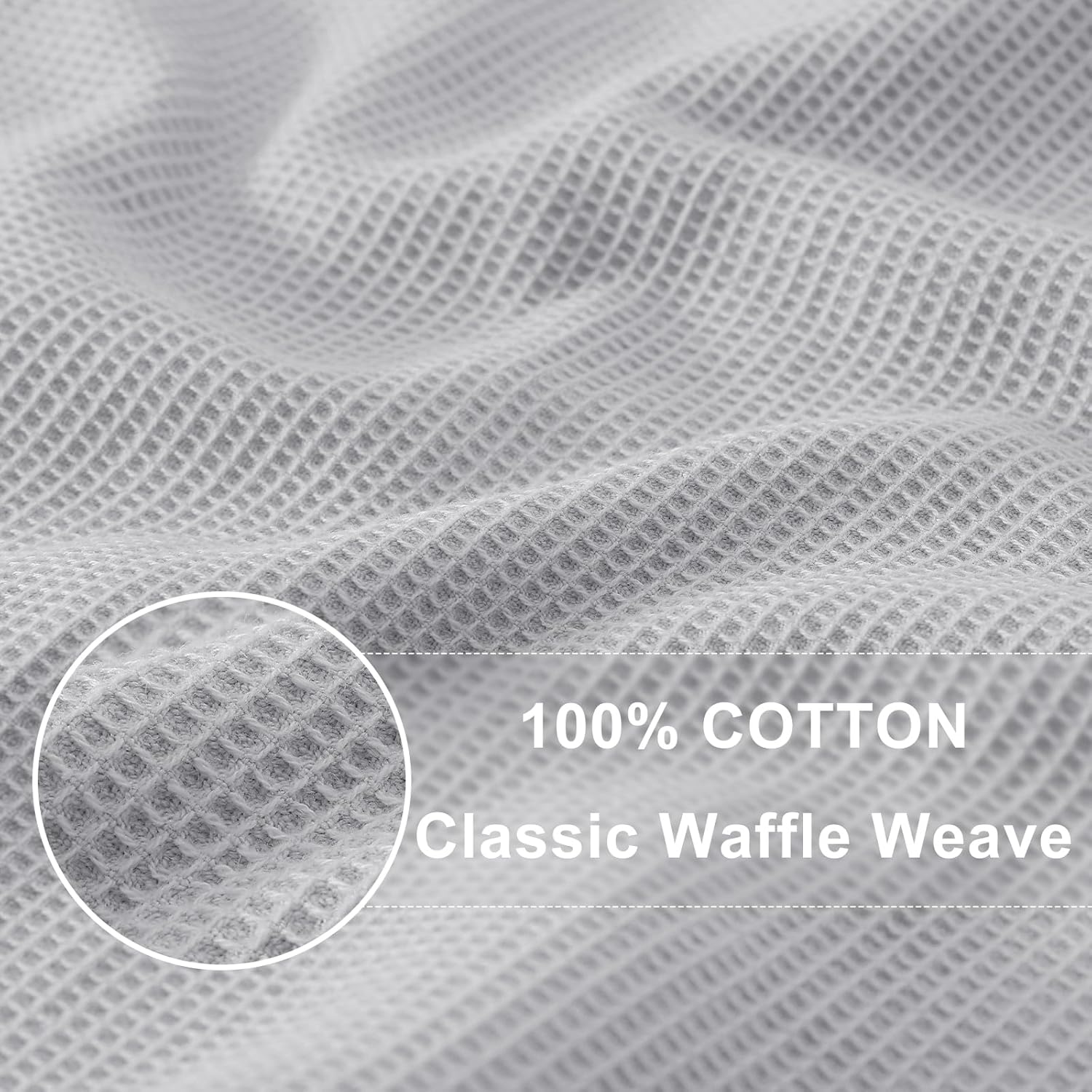 Homaxy 100% Cotton Waffle Weave Dish Cloths - 12 Pack Soft and Absorbent Dish Towels - 12 x 12 Inches Quick Dry Dish Rags - Light Grey