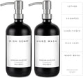 Emerson Glass Soap Dispenser Set - Kitchen & Bathroom, 2 Pack with Pump and Labels - 16 Oz