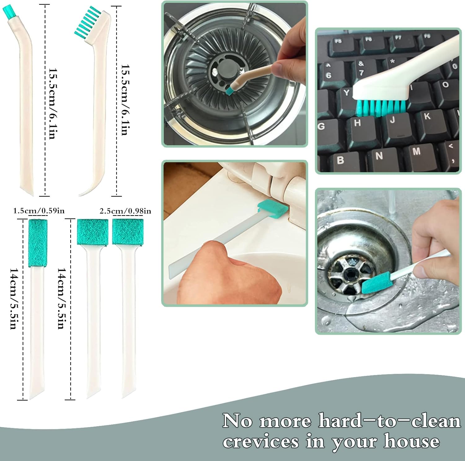 18 Pcs Small Household Cleaning Brushes by ELEMGULY,Deep Detail Crevice Brush Set for Hole, Gap, Corner, Space, Micro Crevice Scrub Cleaner Tool for Bottle, Keyboard, Window, Door Track,2 Sets
